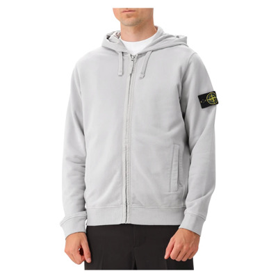 Grijze Fleece Rits Hoodie Stone Island , Gray , Heren