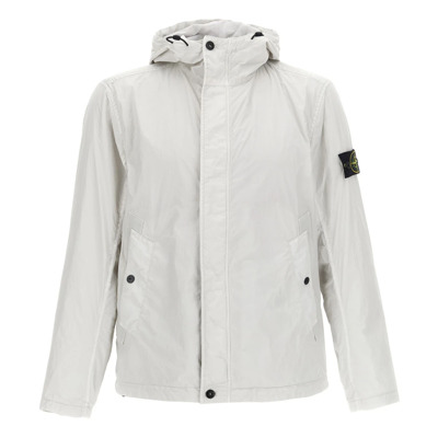 Grijze Nylon Hoodie Jas Stone Island , Gray , Heren