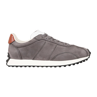 Grijze Suède Sneakers met Bruin Leren Detail Tod's , Gray , Heren