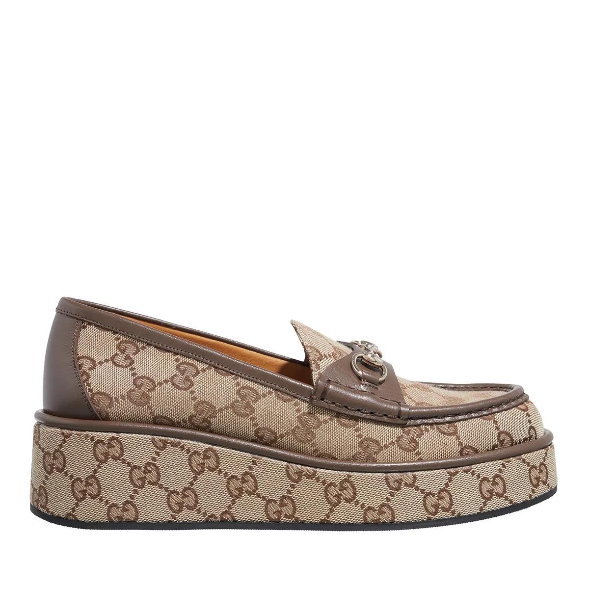 Gucci Loafers - Horsebit Wedge Loafers in beige