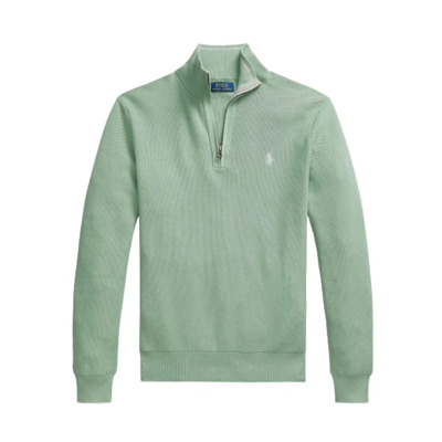 Half-Zip Trui met Honingraatstructuur Polo Ralph Lauren , Green , Heren