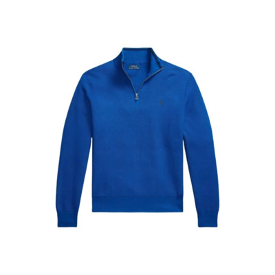 Honingraat Gebreide Half-Zip Katoenen Trui Polo Ralph Lauren , Blue , Heren