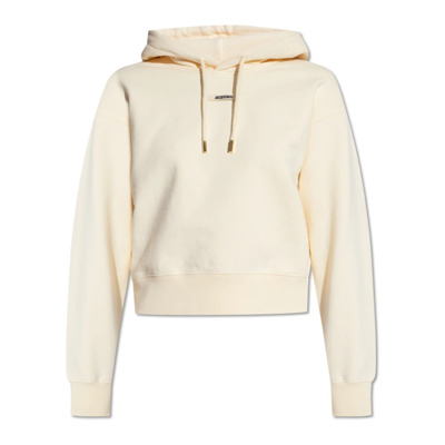 Hoodie met logo Jacquemus , Beige , Dames