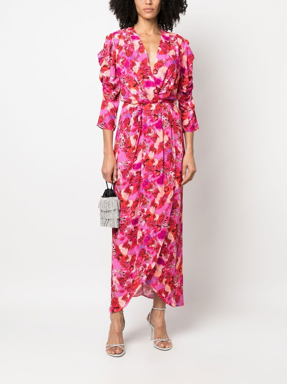 IRO Midi-jurk met bloemenprint - Roze