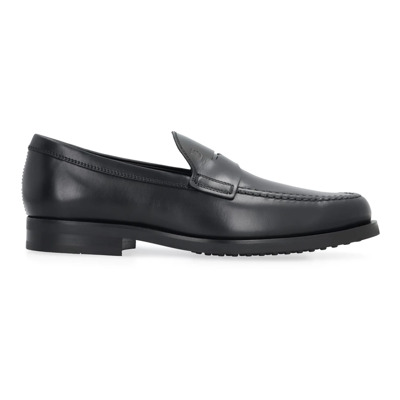 Kalfsleren Penny Bar Loafers Tod's , Black , Heren