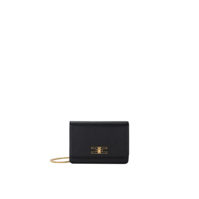 Kleine Zwarte Crossbody Tas met Gourmette Ketting Elisabetta Franchi , Black , Dames