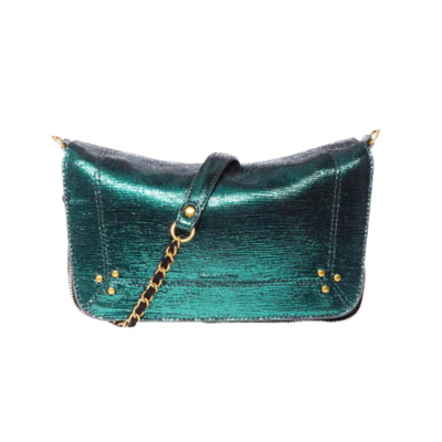 Lamé Leren Crossbody Tas Jérôme Dreyfuss , Green , Dames