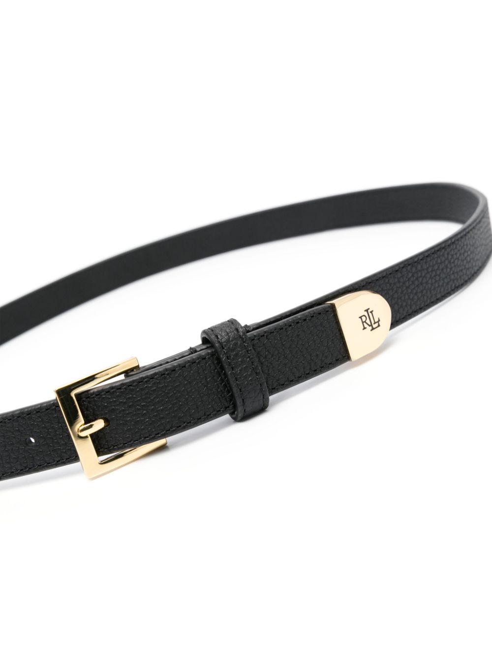 Lauren Ralph Lauren Leren riem met gegraveerd logo - Zwart