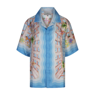 Le Plongeon Zijden Shirt Blauw Casablanca , Blue , Dames