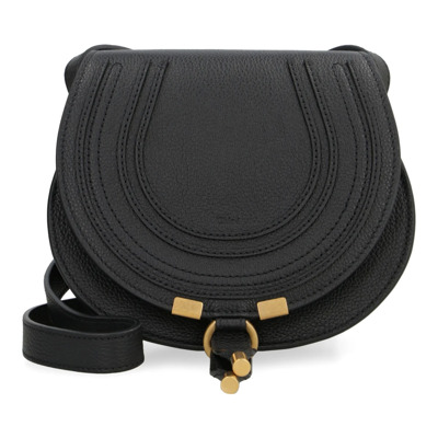 Leren Saddle Tas met Interlocking Sluiting Chloé , Black , Dames