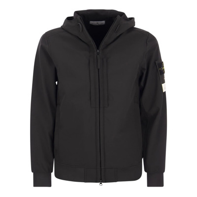 Lichtgewicht jas met capuchon en waterbestendig membraan Stone Island , Black , Heren