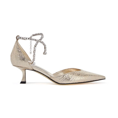 Metallic Crinkled Leren Décolleté Jimmy Choo , Yellow , Dames