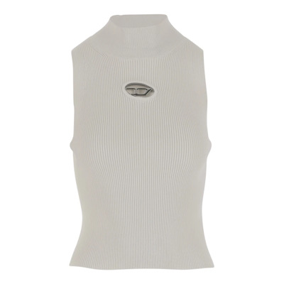 Mouwloze Hoge Hals Logo Top Wit Diesel , White , Dames