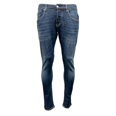 Navy Linnen Slim Fit Broek Jacob Cohën , Blue , Heren