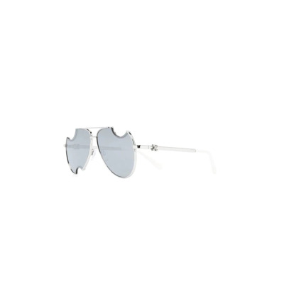 Oeri071 Acetate/Metal Zonnebril Off White , Gray , Unisex