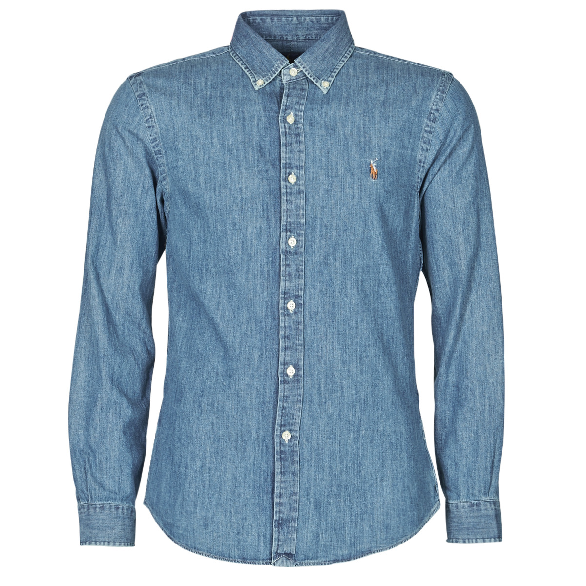 Overhemd Lange Mouw Polo Ralph Lauren CHEMISE CINTREE SLIM FIT EN JEAN DENIM BOUTONNE LOGO PONY PLAYER