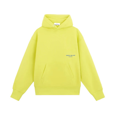 Oversized Hoodie Katoen Fleece Marina Geel Stone Island , Yellow , Heren