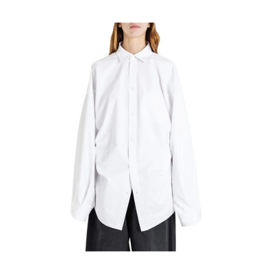 Oversized Wit Katoenen Shirt Balenciaga , White , Dames