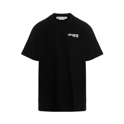 Pijl Bedrukt Oversized T-shirt in Zwart Off White , Black , Heren