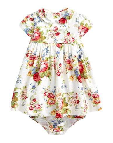 Polo Ralph Lauren Floral Printed Oxford Dress Infant Girl Baby dress White Size 6 Cotton