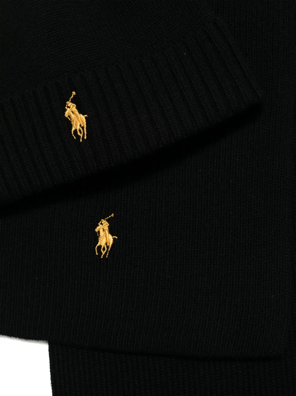 Polo Ralph Lauren Sjaal met Polo Pony patroon - Zwart