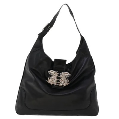 Pre-owned Leather shoulder-bags Valentino Vintage , Black , Dames