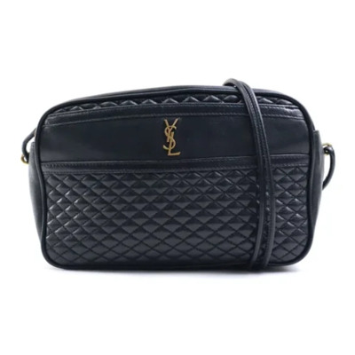 Pre-owned Leather shoulder-bags Yves Saint Laurent Vintage , Black , Dames