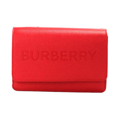 Rode Leren Crossbody Tas met Ingelegd Logo Burberry , Red , Dames