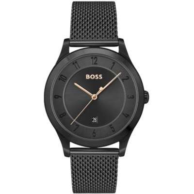 Roestvrij Staal Zwarte Herenhorloge Hugo Boss , Black , Heren