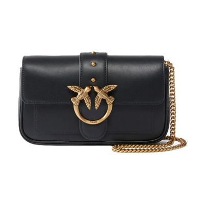 Stijlvolle Leren Tas Pinko , Black , Dames