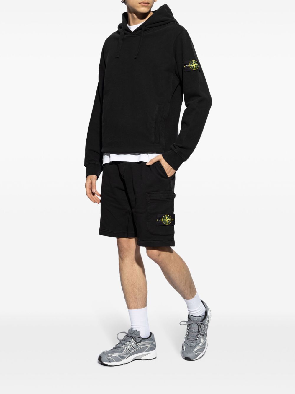 Stone Island Hoodie met Compass-logopatch - Zwart