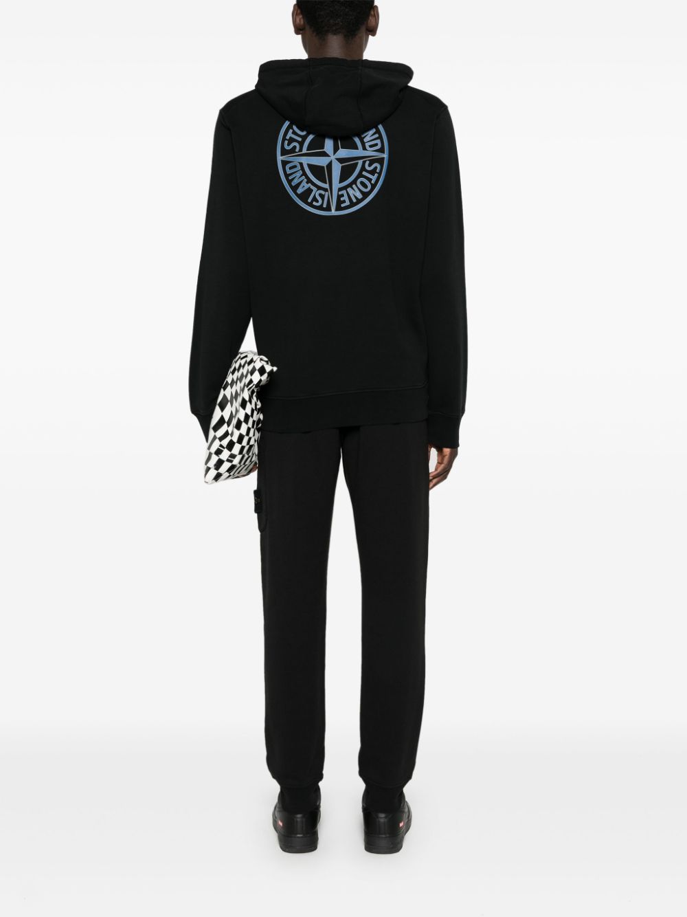 Stone Island Hoodie met logoprint - Zwart