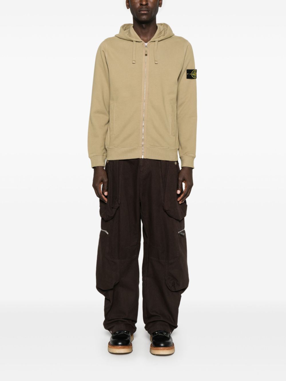 Stone Island Hoodie met rits - Bruin