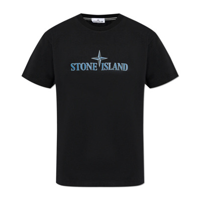 T-shirt met logo Stone Island , Black , Heren