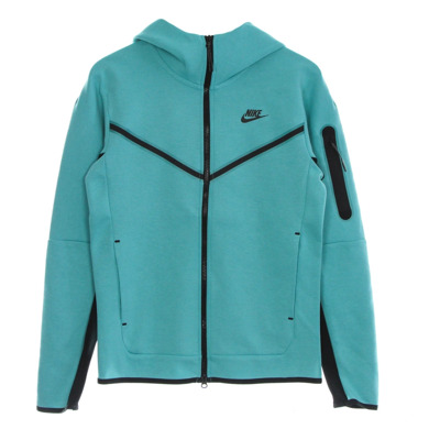 Tech Fleece Hoodie Gewassen Teal/Zwart Nike , Blue , Heren