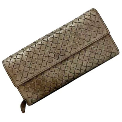 Tweedehands Bruin Leren Bottega Veneta Portemonnee Bottega Veneta Vintage , Brown , Dames