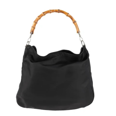 Tweedehands Zwarte Synthetische Gucci Bambus Tas Gucci Vintage , Black , Dames