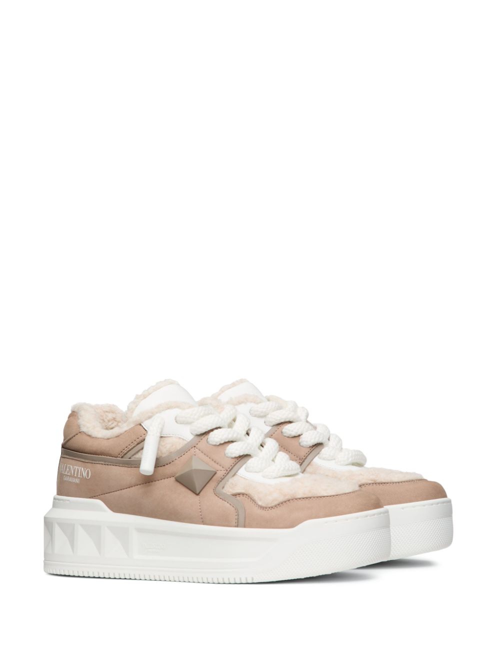 Valentino Garavani Sneakers met vlakken en logoprint - Beige