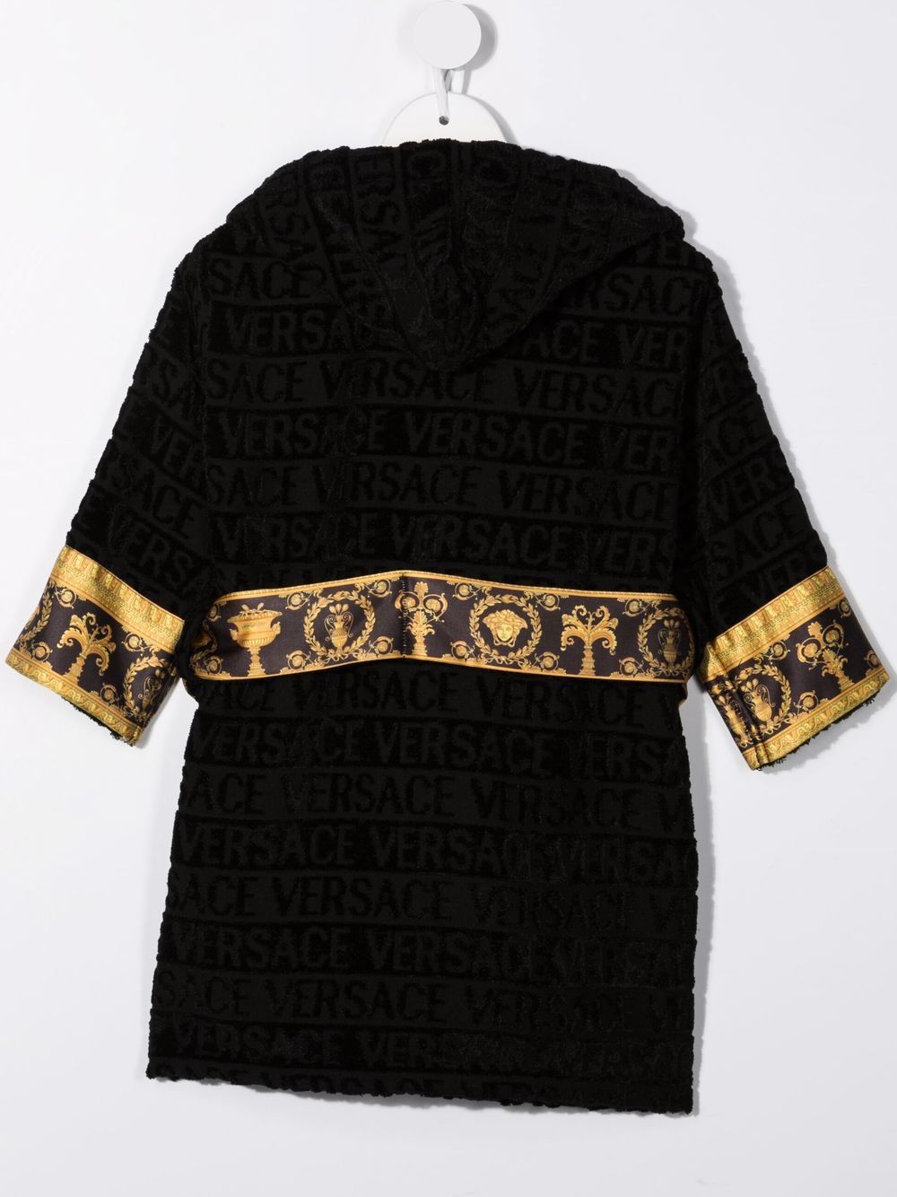 Versace Kids Badjas met tekst en capuchon - Zwart