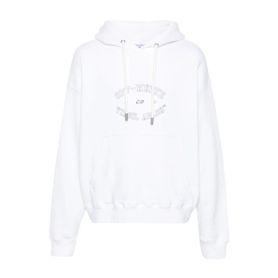 Witte Katoenen Hoodie Sweatshirt Off White , White , Heren