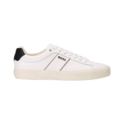 Witte Leren Casual Schoenen Herfst/Winter Hugo Boss , White , Heren