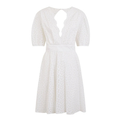 Witte Sangallo Jurk met Korte Mouwen Pinko , White , Dames