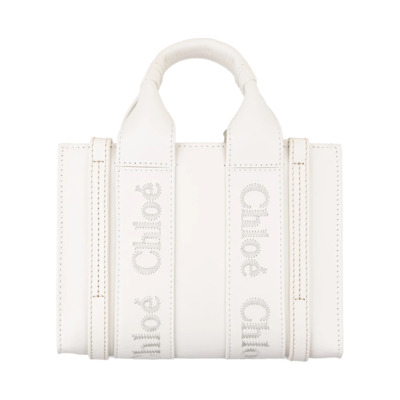 Witte Woody Mini Tote Tas Chloé , White , Dames