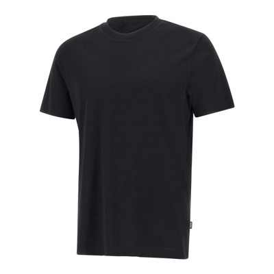 Zwart Gekamd Katoenen T-shirt Ronde Hals Hugo Boss , Black , Heren