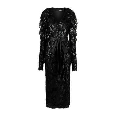 Zwarte Pailletten Wikkeljurk Rotate Birger Christensen , Black , Dames