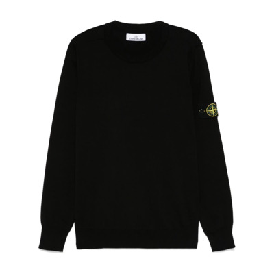 Zwarte Sweater Verhoog Stijl Luxe Veelzijdig Stone Island , Black , Heren