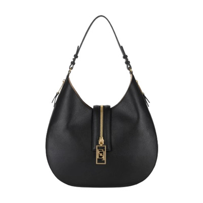 Zwarte Synthetisch Leren Grote Hobo Tas Elisabetta Franchi , Black , Dames