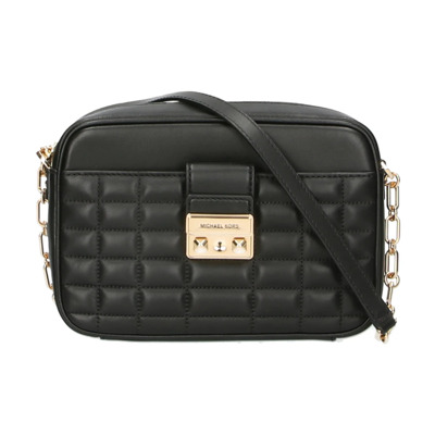 Zwarte leren gewatteerde schoudertas Michael Kors , Black , Dames