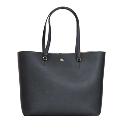 Zwarte leren handtas Ralph Lauren , Black , Dames