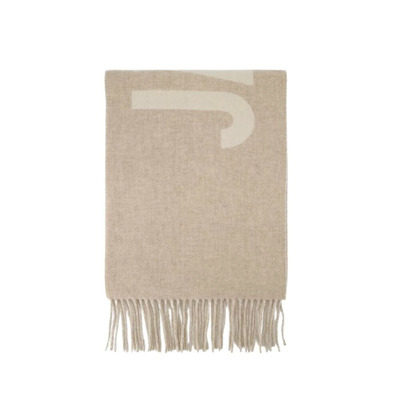 Beige Franje Logo Wol Sjaal Jacquemus , Beige , Dames